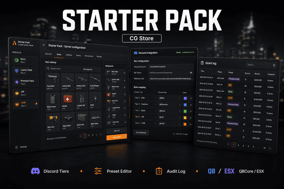 Starter Pack - FiveM Admin Script | CG Store