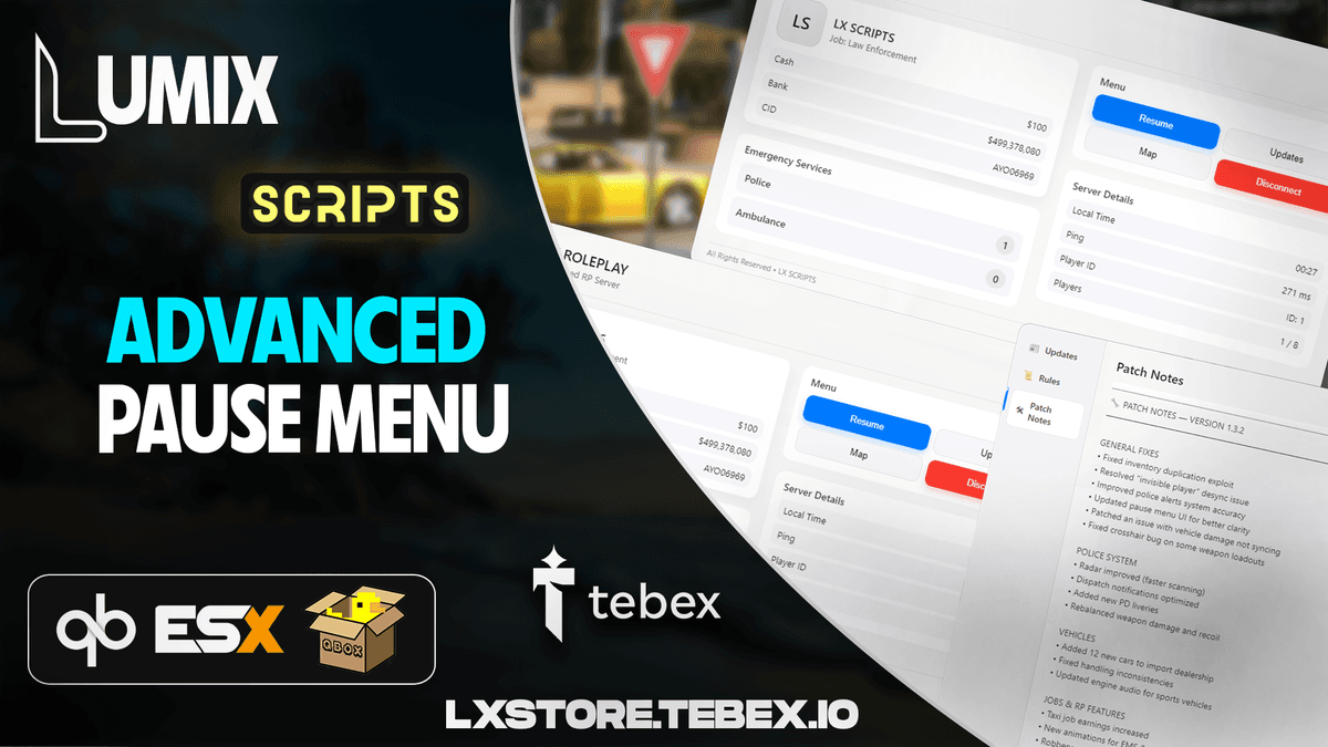 LX PAUSEMENU - Advanced FiveM Script | LXStore